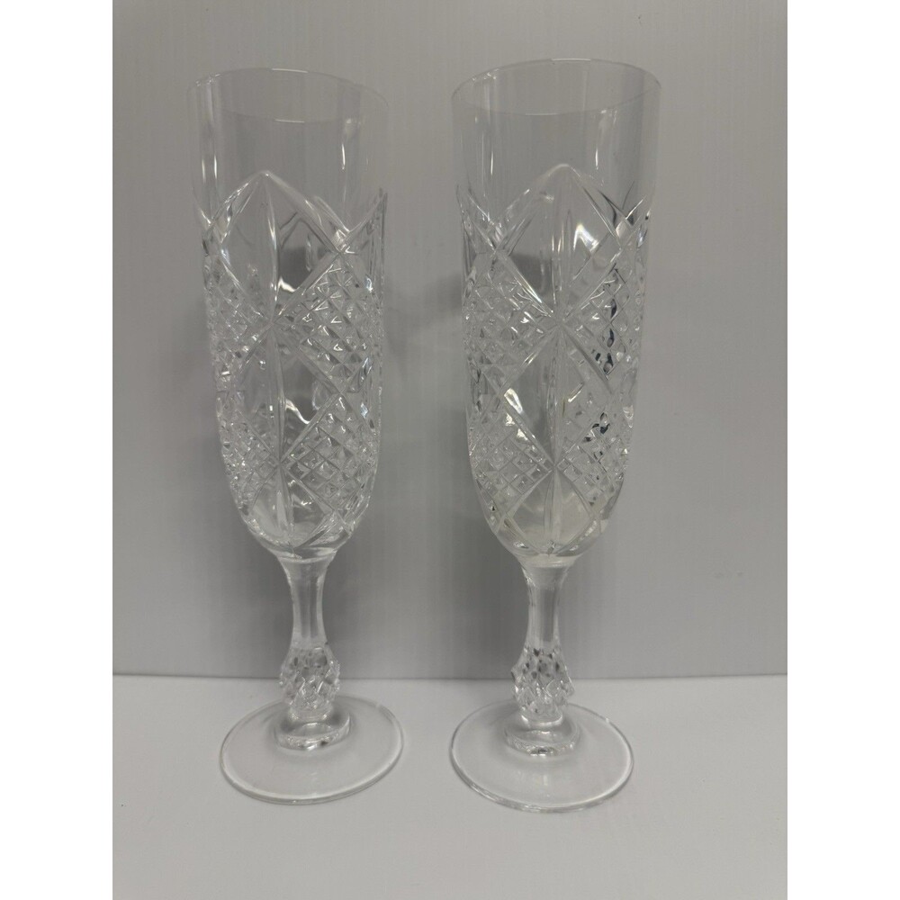 Vintage Clear Cut Crystal Heavy Champagne Glass